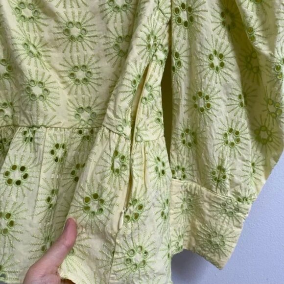 Zara Openwork Embroidered Eyelet Puff Sleeve Top XS - Picture 4 of 10